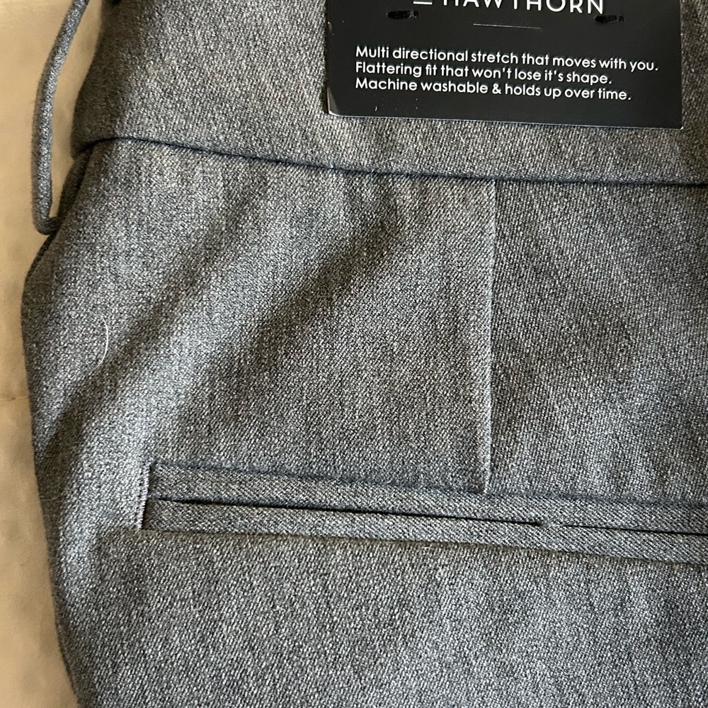 41 Hawthorn Gray Straight Leg Trousers with Textured Fabric